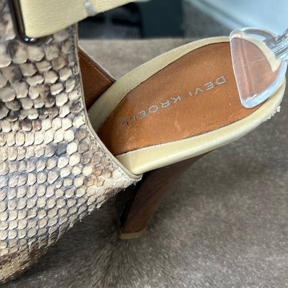 Devi Kroell Python High Heel Mule Cutout Slingback Sandal Stacked Peep Toe - Picture 2 of 11